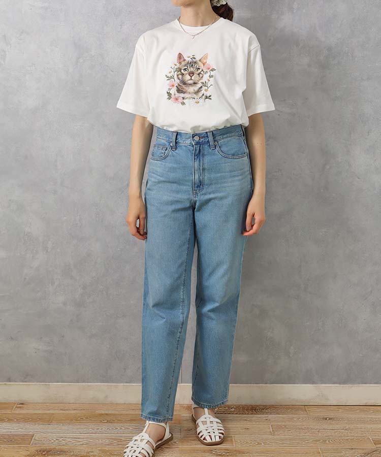 le petaleトラネコフラワー刺繍Tシャツ