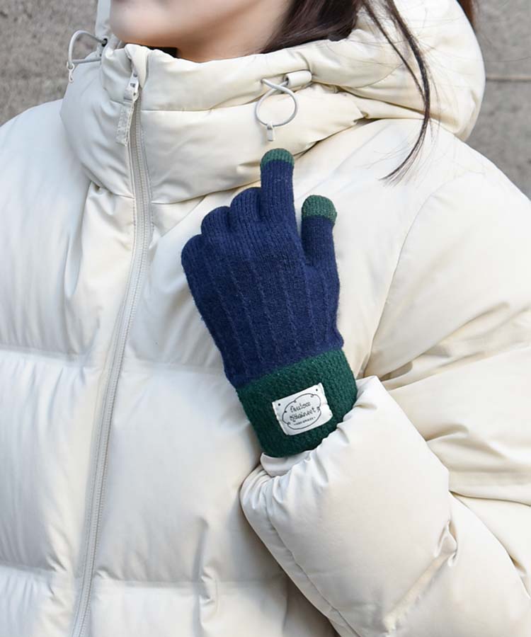 ≪SALE≫スマホタッチ配色ニットグローブ