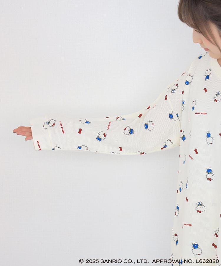 ハローキティワッフルルームウェア上下セット