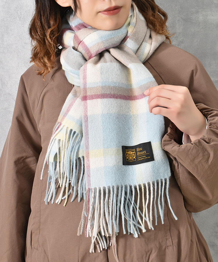 オリジナルネームウールチェックストール