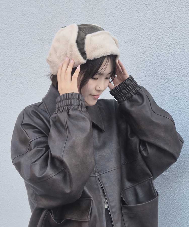 コーデュロイフライトキャップ