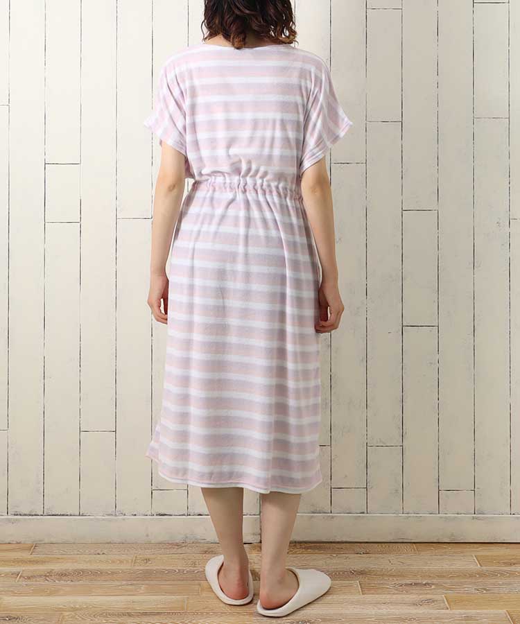 ≪SALE≫パイルボーダールームワンピ