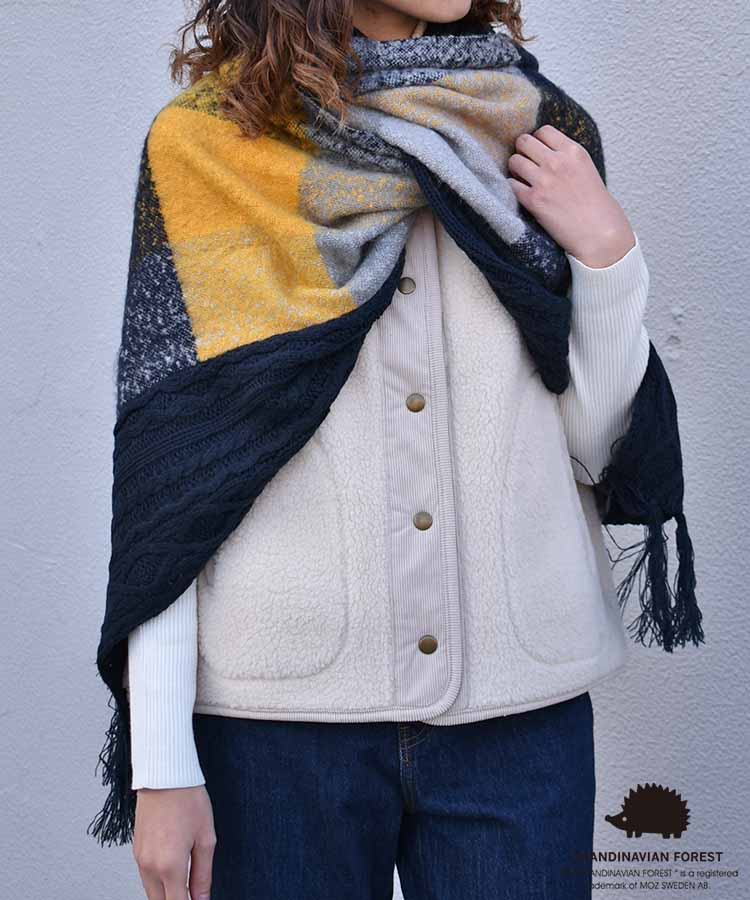スカンジナビアンフォレスト  チェックニットストール