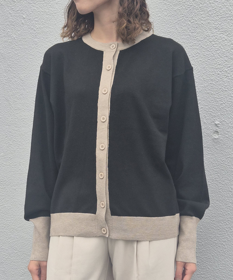 バイカラーカーディガン