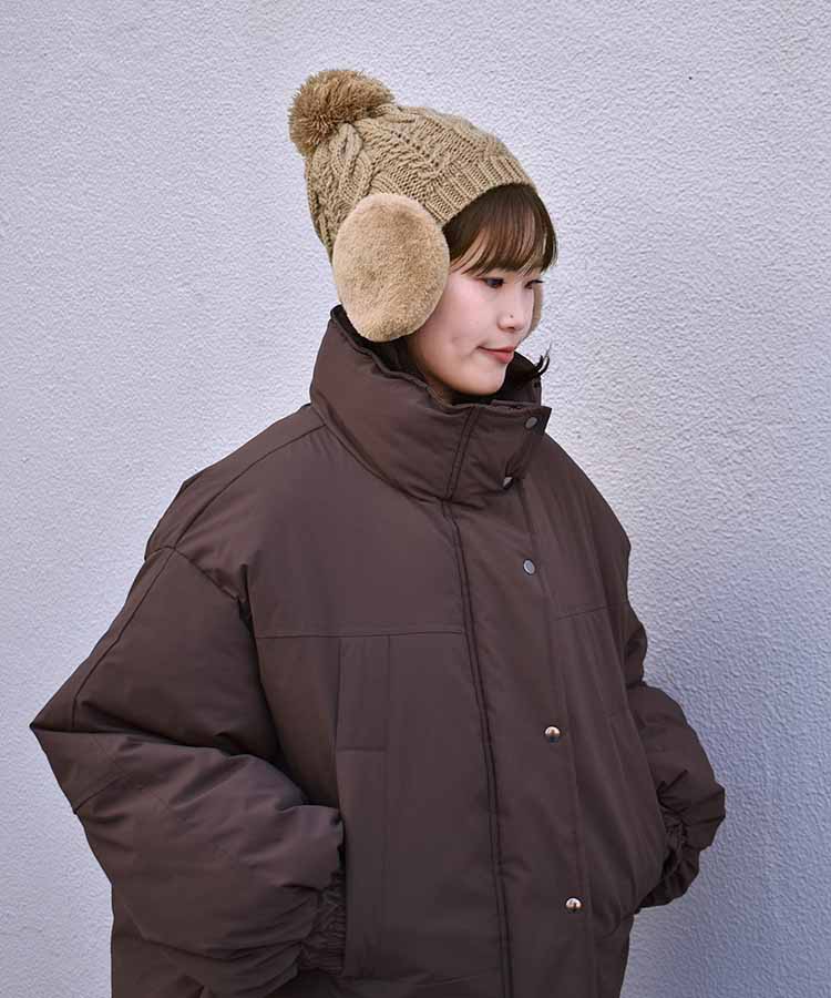 ファー付耳あてニット帽