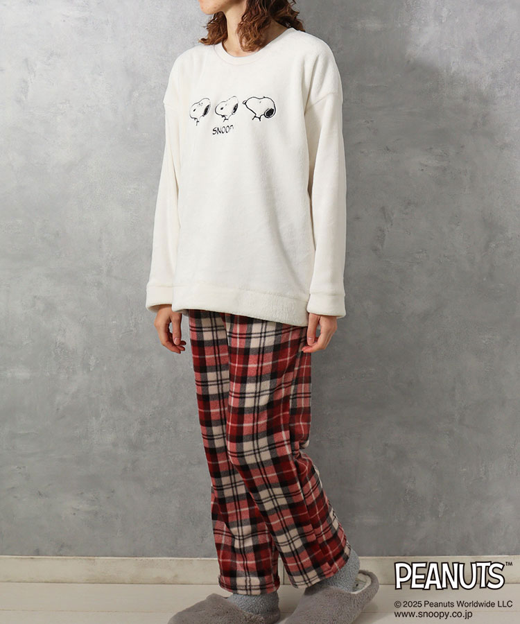 スヌーピーチェックルームウェア上下セット