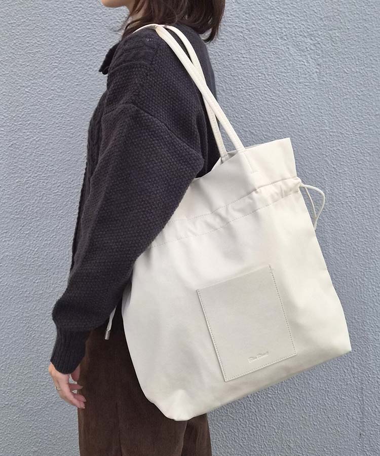 巾着フロントポケットトート
