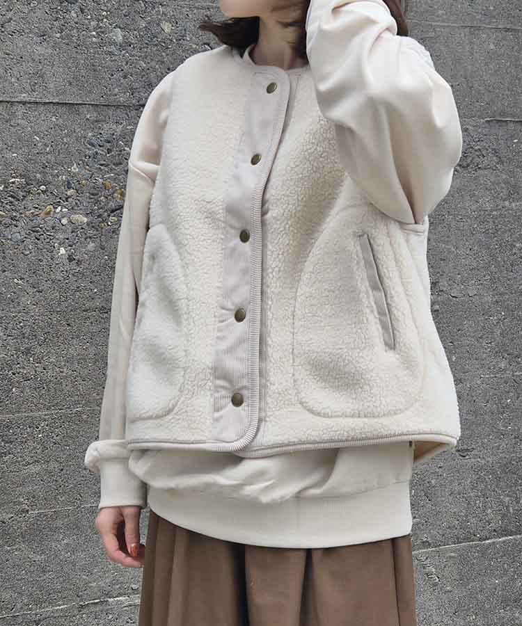 ボア無地ベスト