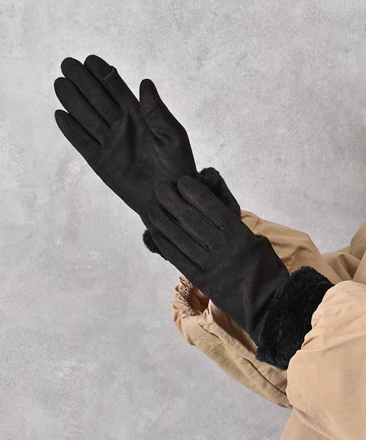 フェイクスエード指フードファーグローブ