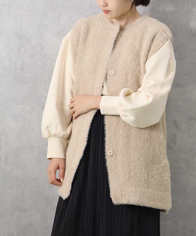【WEB限定】シャギー2wayニットジレ