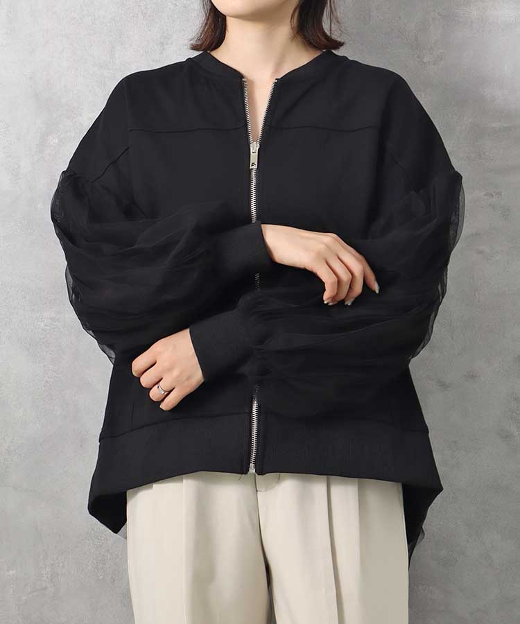 ≪SALE≫【WEB限定】ポンチ×チュールプリーツブルゾン