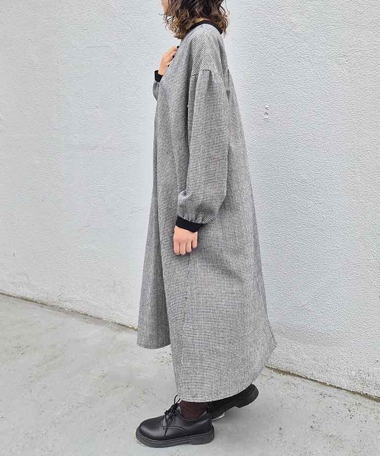 カフタンチェックワンピース