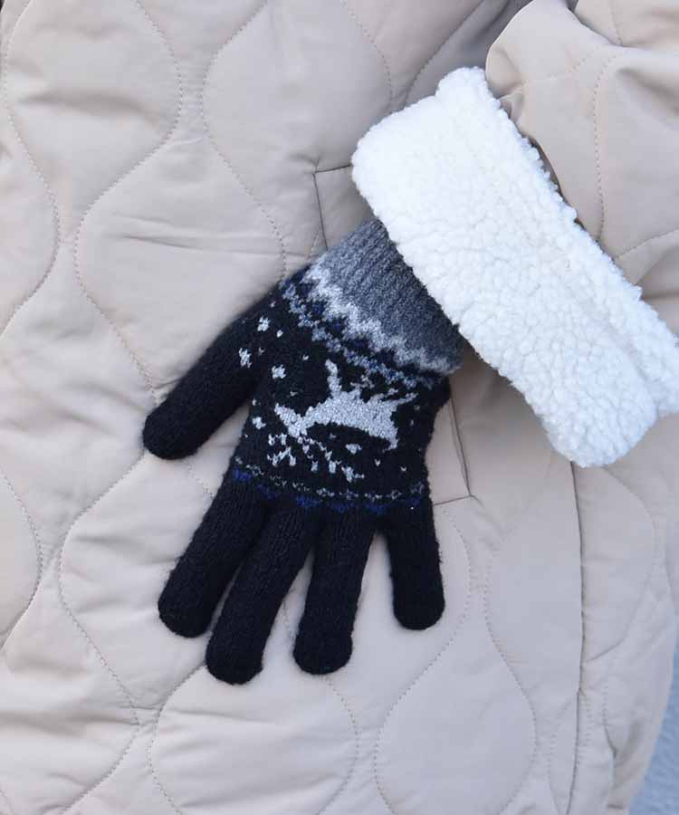 裏起毛トナカイニットグローブ