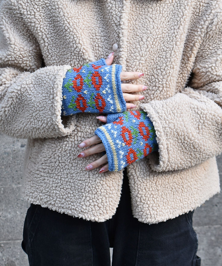 フラワーニットフィンガーレスグローブ