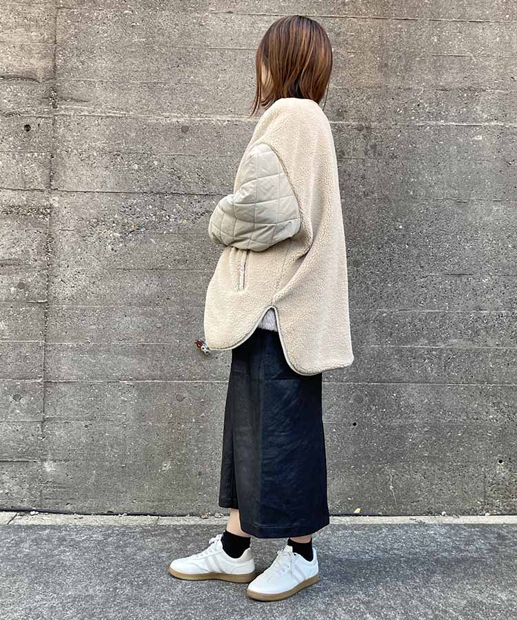 ボア切り替えキルティングコート