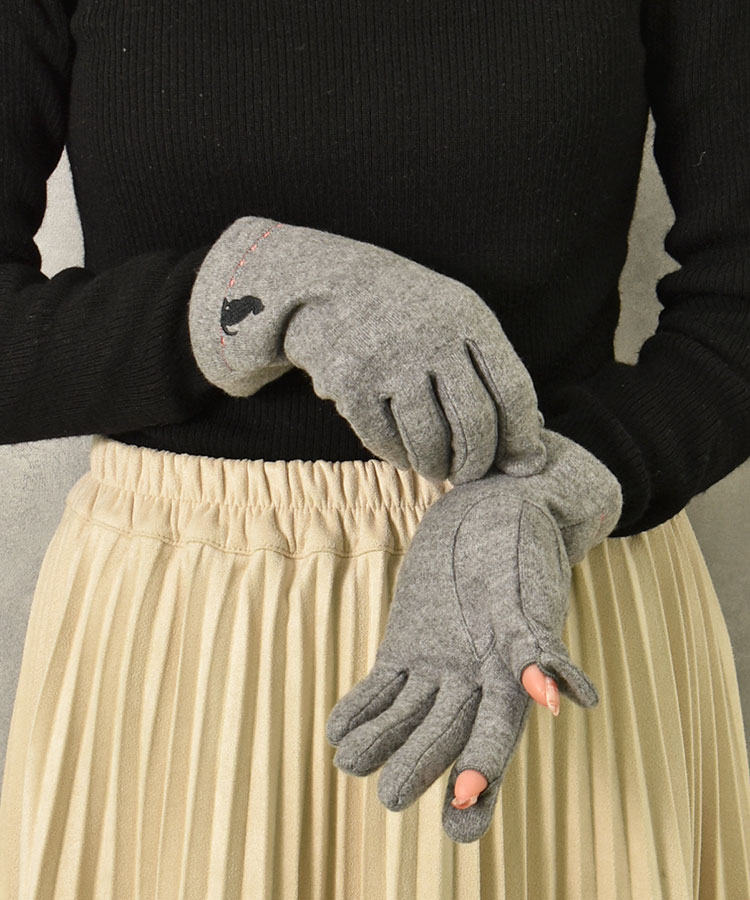 指フードキャット刺繍グローブ