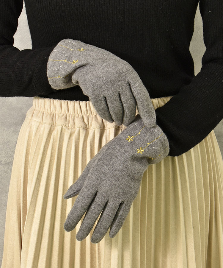 指フードフラワー刺繍グローブ