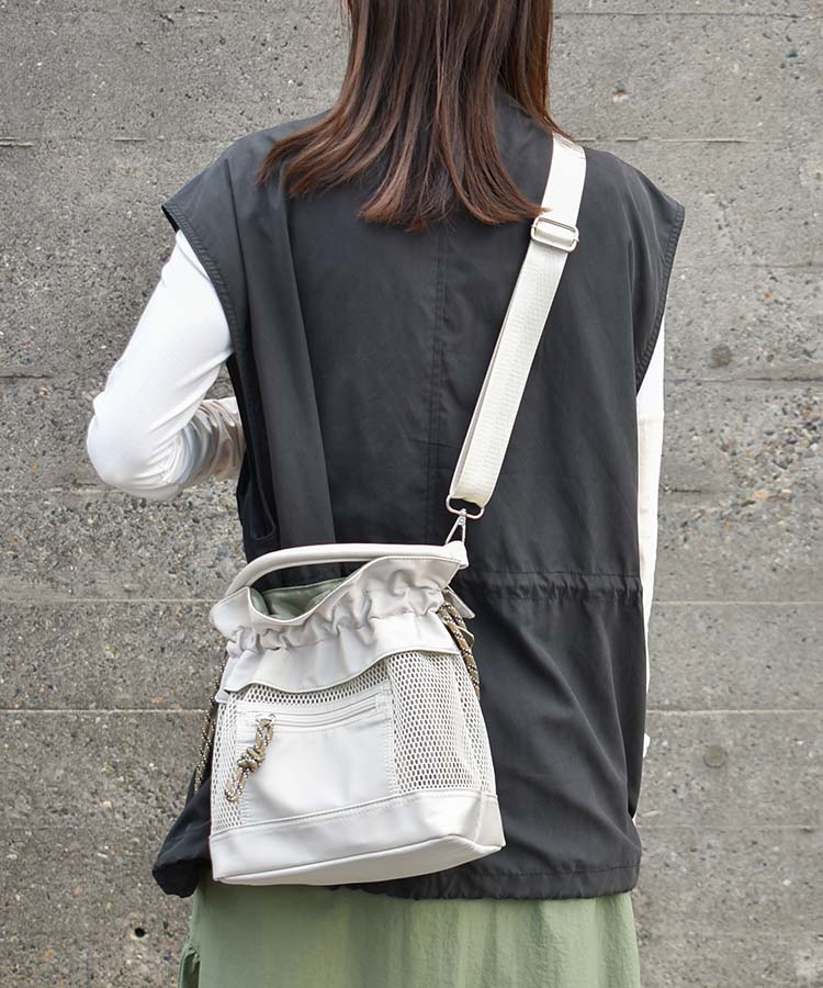 メッシュ2WAYナイロン巾着トート