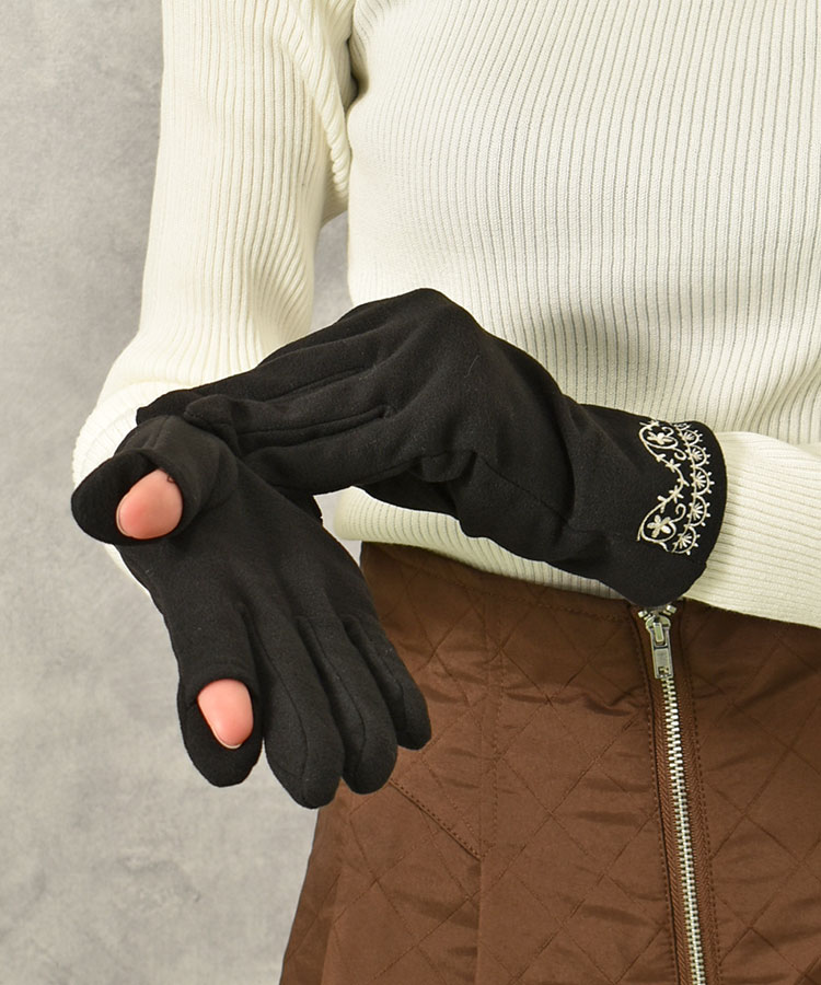 指フードレース刺繍グローブ