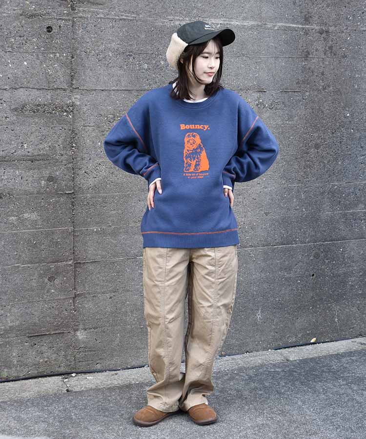 Bouncy.フロッキープリントニットプルオーバー