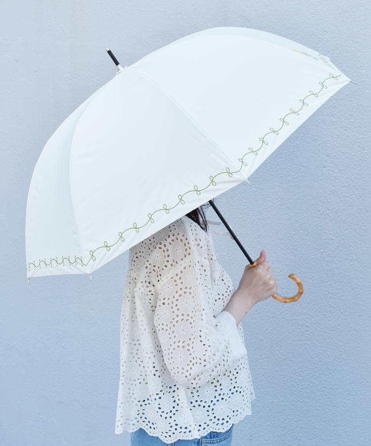 ミモザ刺繍晴雨兼用長傘