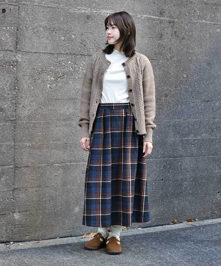 起毛リブWハイネックロンT