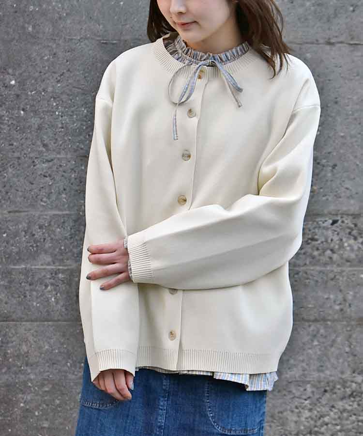 ポリウーリーニットカーディガン