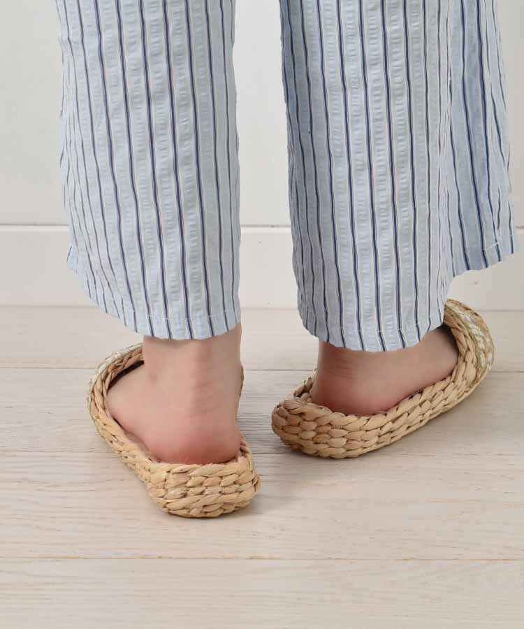 ≪SALE≫フラワー刺繍リボンガマスリッパ