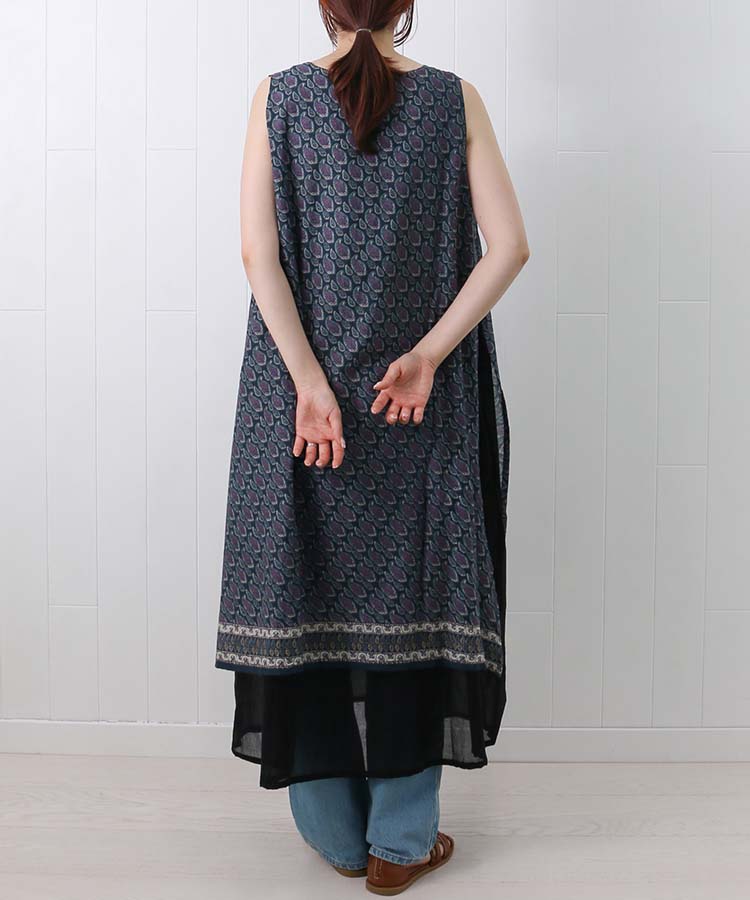≪SALE≫袖なしペイズリーワンピース