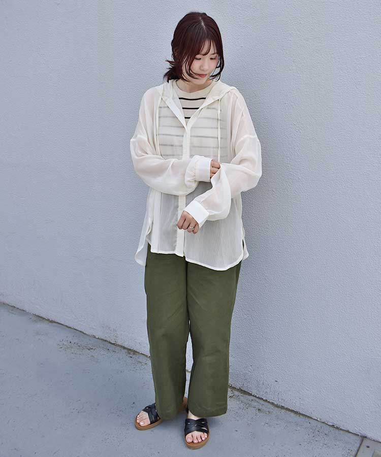 シアーフードシャツ