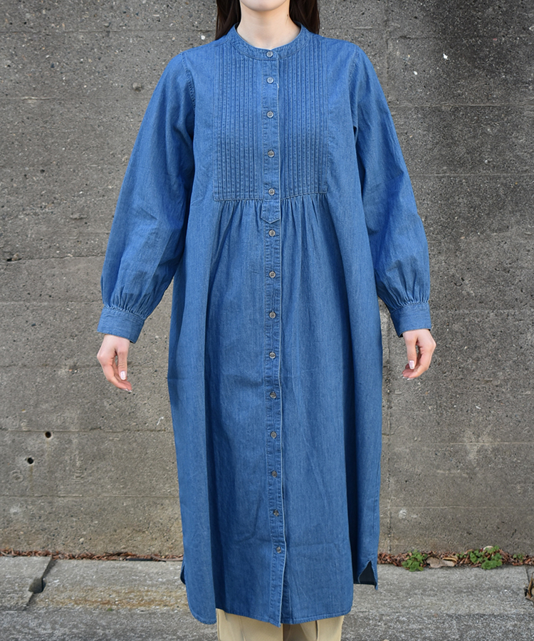 ピンタックデニムワンピース