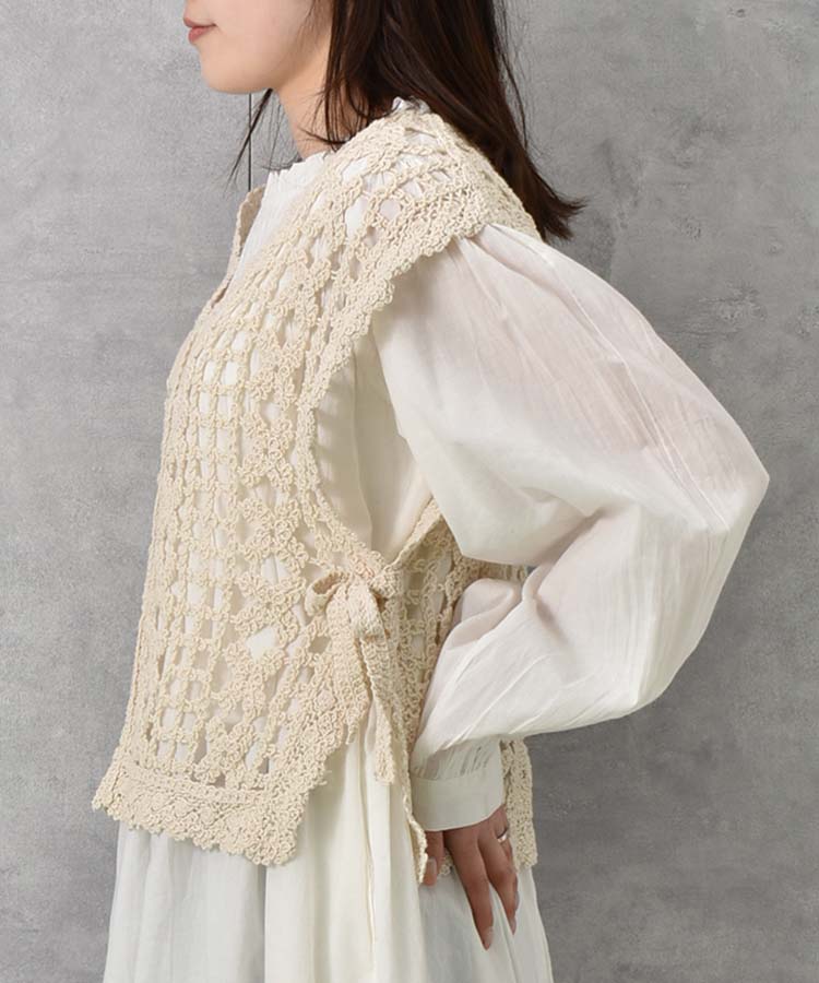 かぎ針サイドリボンベスト