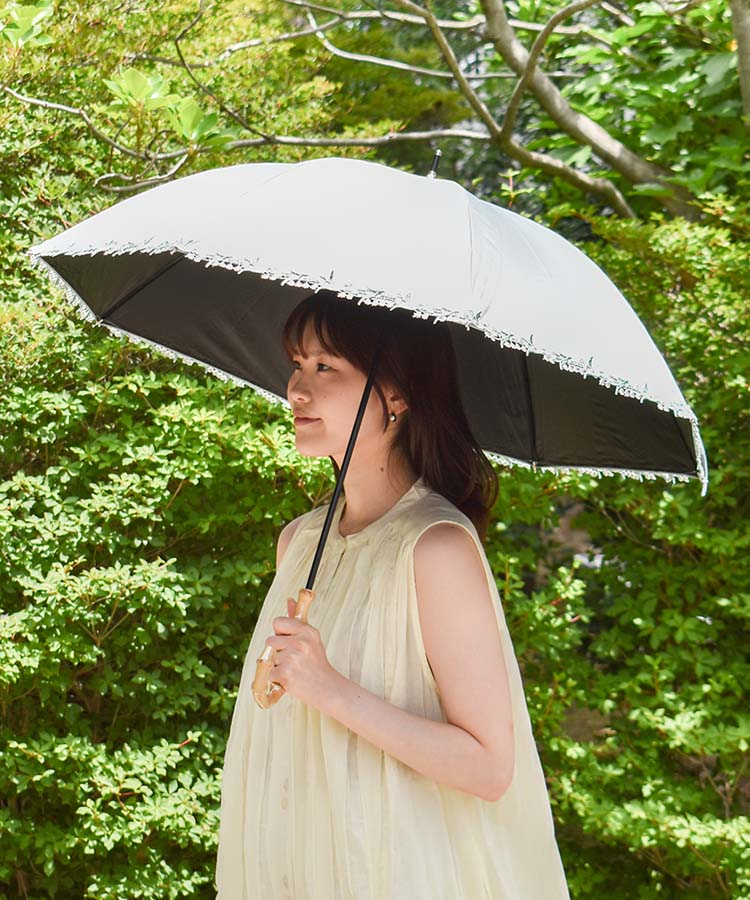 PUフラワーレース晴雨兼用長傘