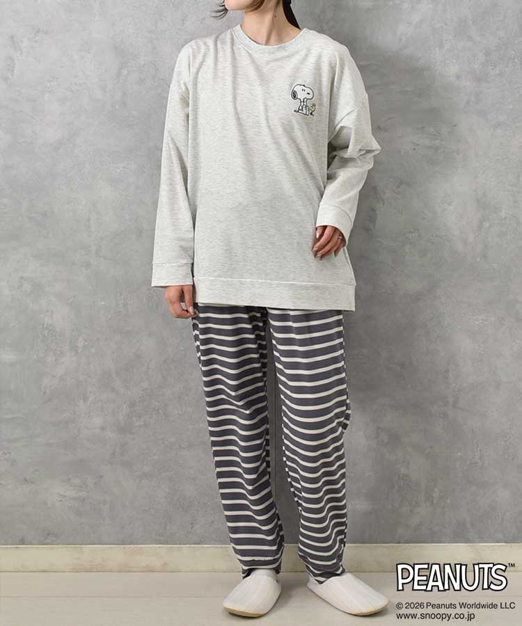 スヌーピーミニ裏毛ルームウェア上下セット