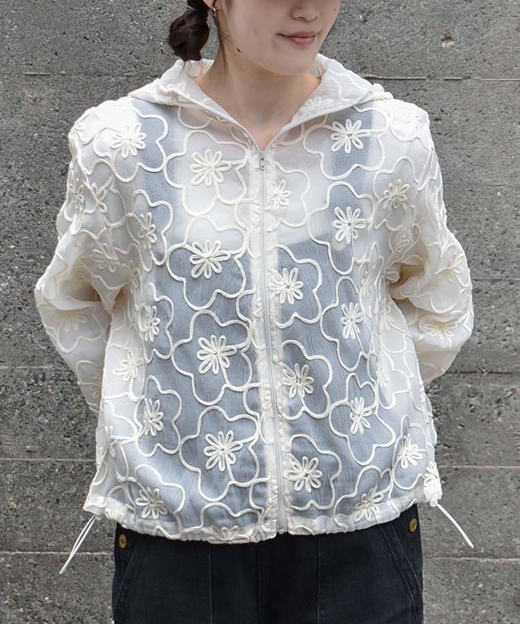 シアーフラワーフードブルゾン