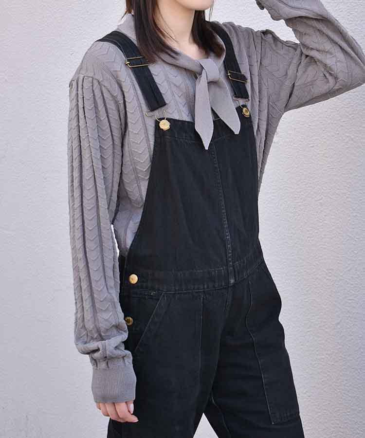 透かし編みニットタイ付きカーディガン