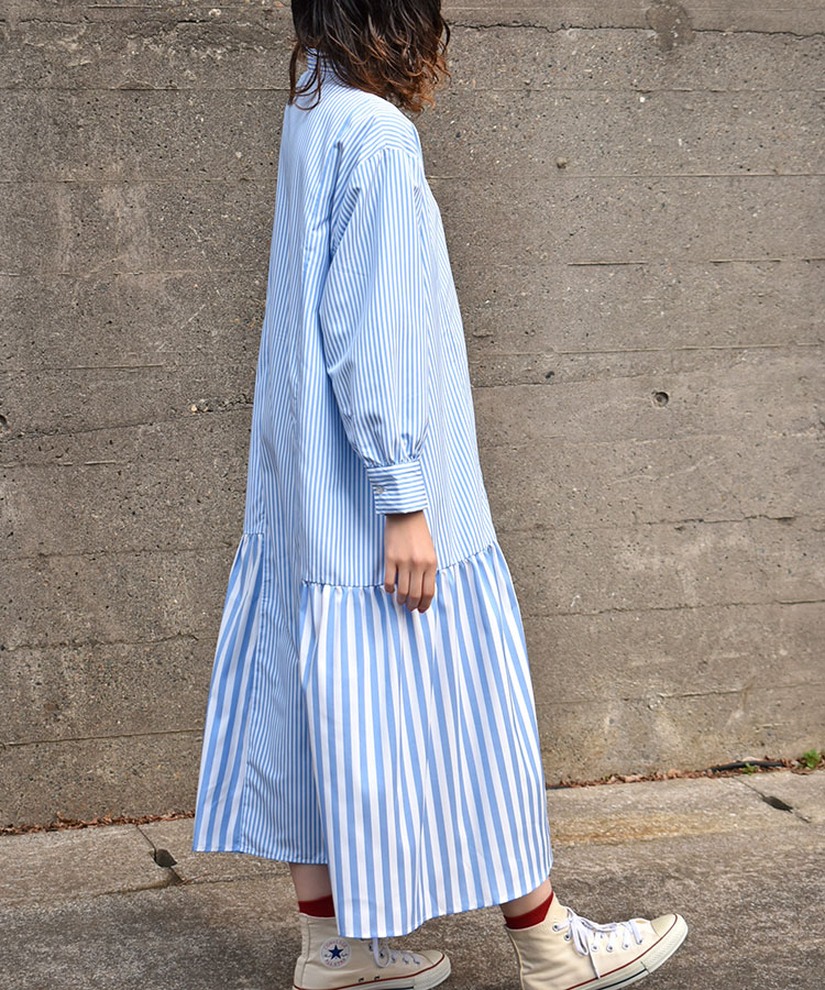 パッチワークストライプワンピース