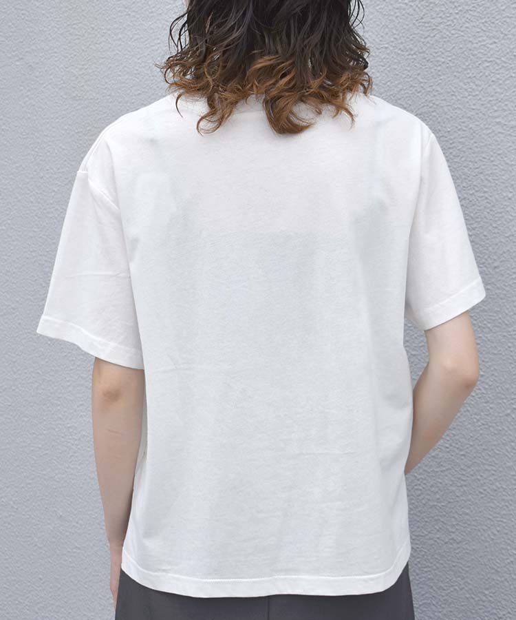 ブラシ刺繍ワイドクルーネックTシャツ