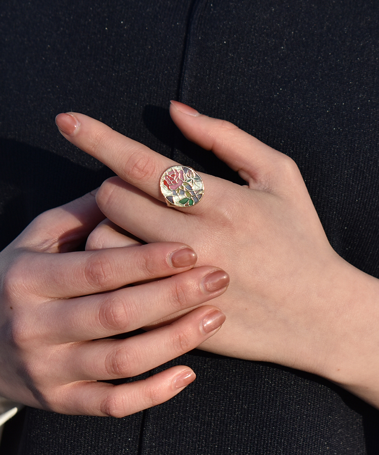 フラワーステンドグラスリング