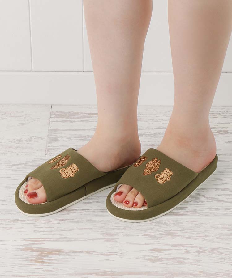 ミュージアム刺繍麻スリッパ