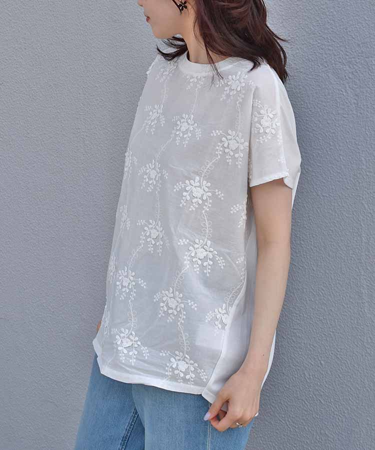 フラワー3D刺繍TシャツNO3