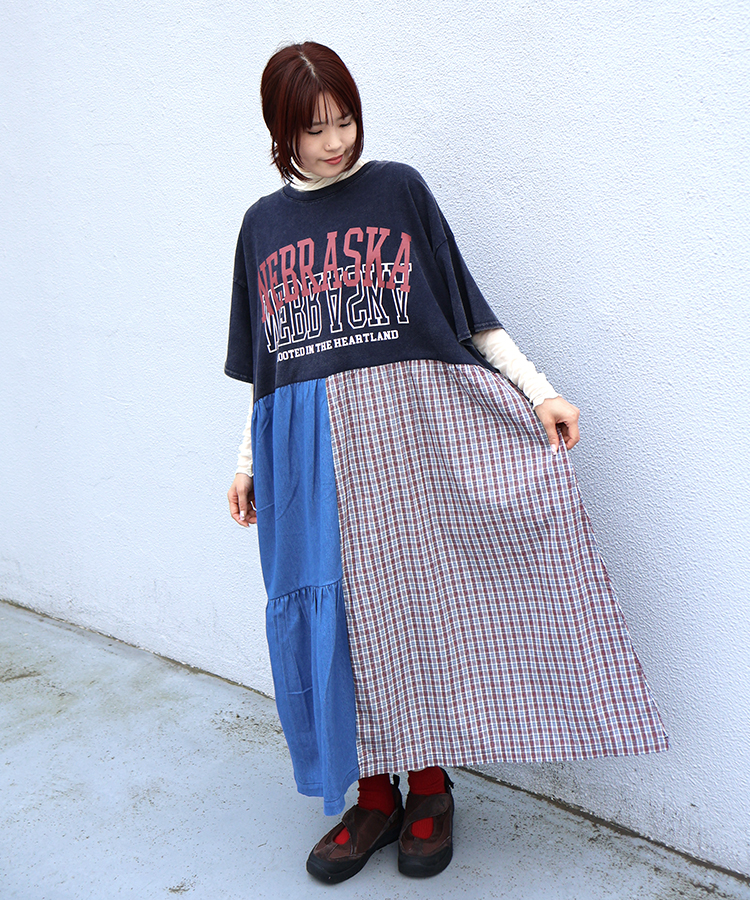 ≪SALE≫切り替えロゴワンピース