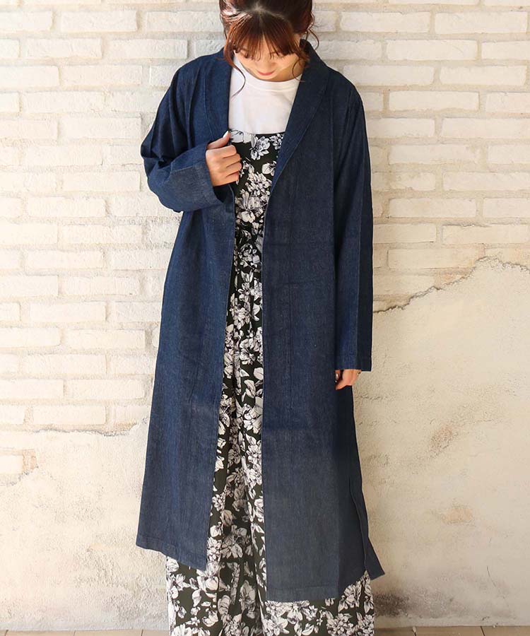 ≪SALE≫ウエスト紐付きデニムコート