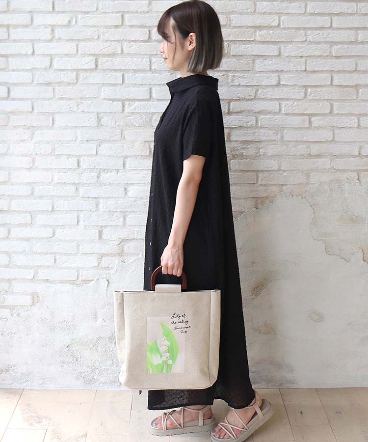 ≪SALE≫麻混フラワーフォトトート