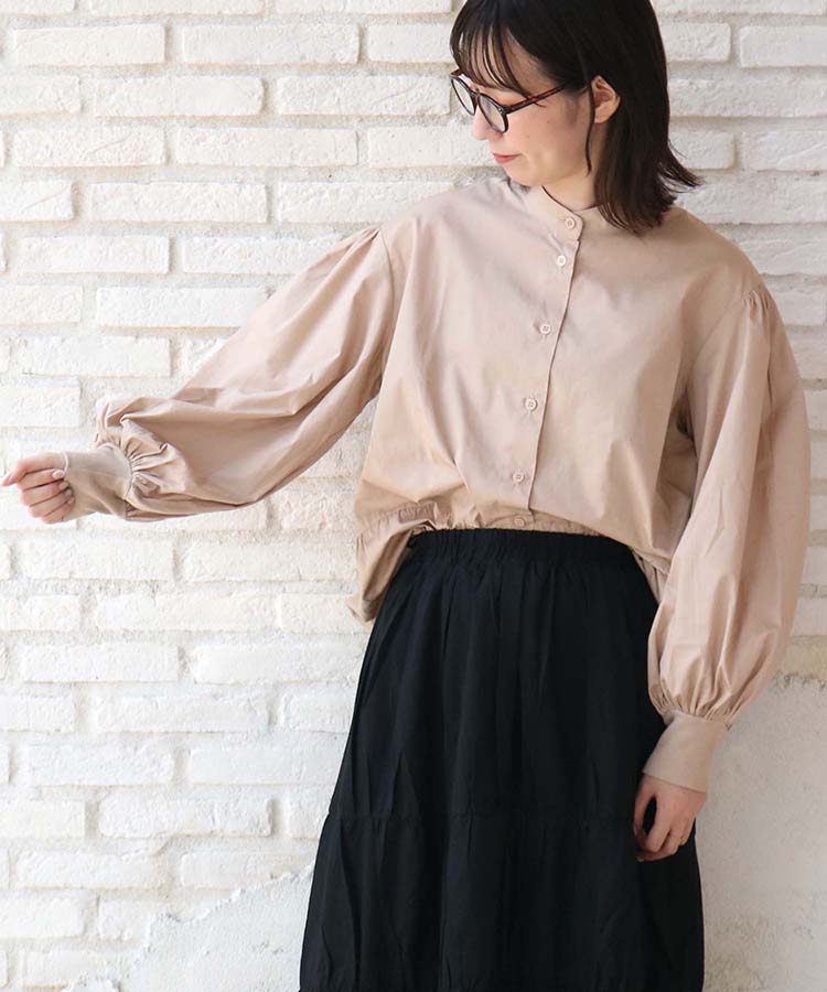 ≪SALE≫ノーカラーティアードブラウス