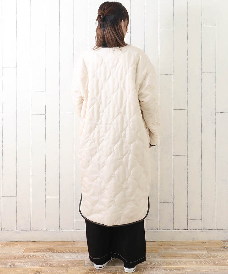 ≪OUTLET≫キルト×ボアリバーシブルロングコート