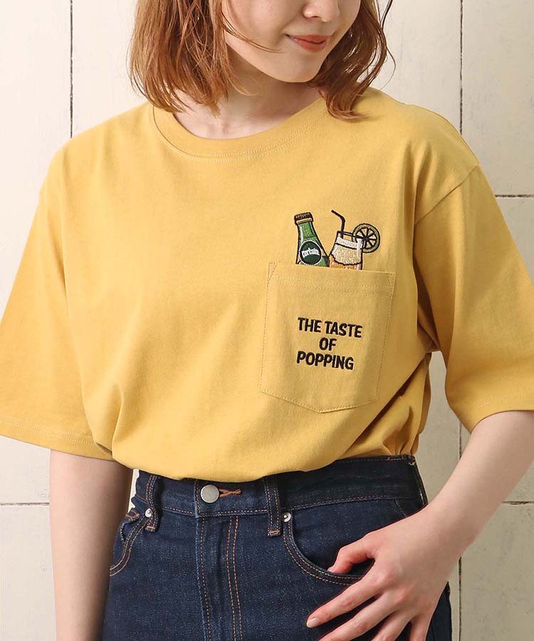 ≪OUTLET≫ドリンクポケット刺繍Tシャツ(ホワイト): ALL｜Bleu Bleuet