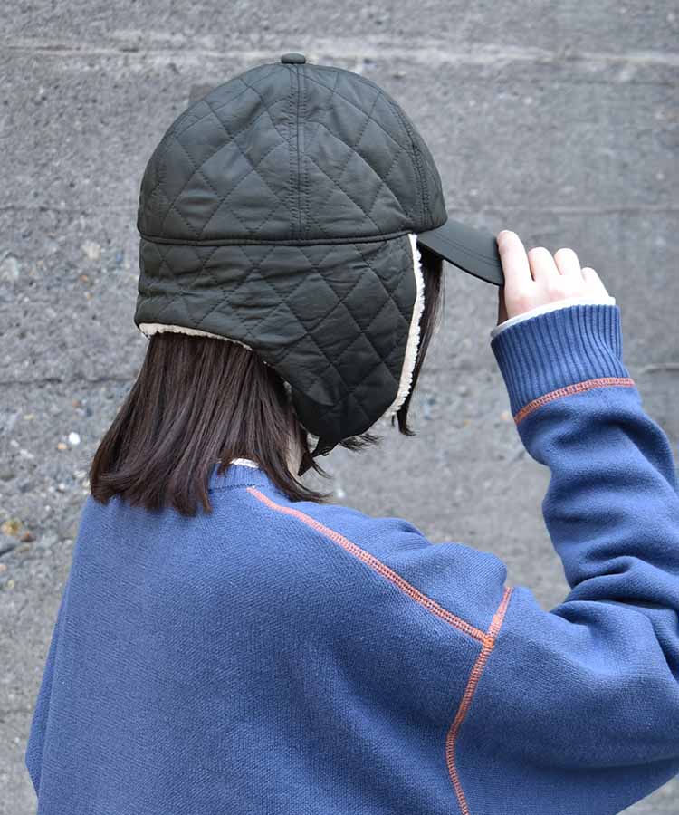 Bouncy.ボアキルトフライトキャップ