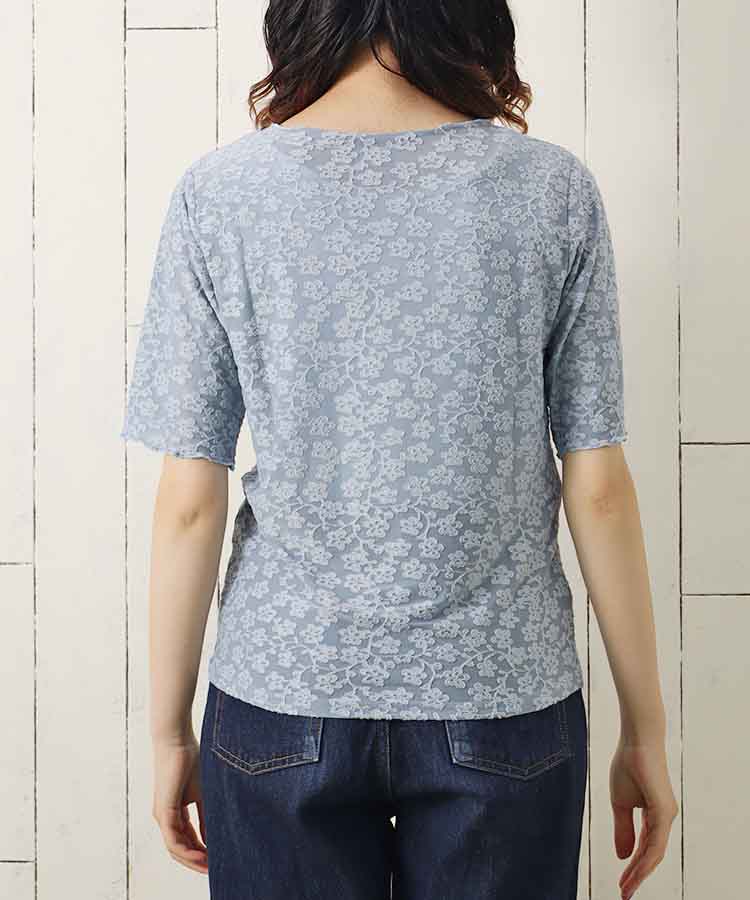 フラワーシアークルーネックTシャツ