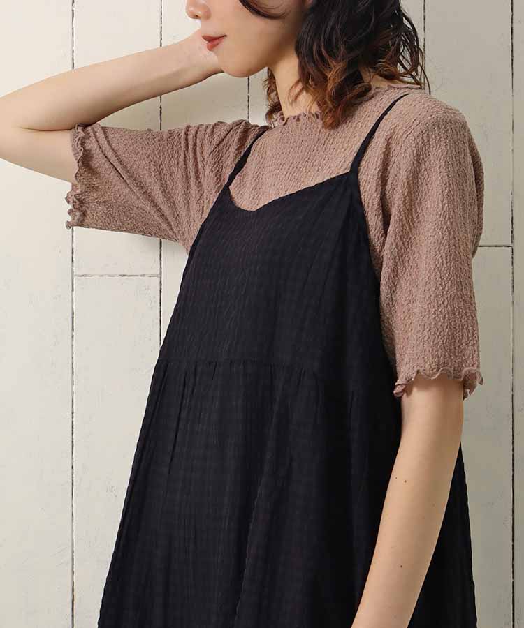 ≪SALE≫バブルシャーリングクルーネックTシャツ